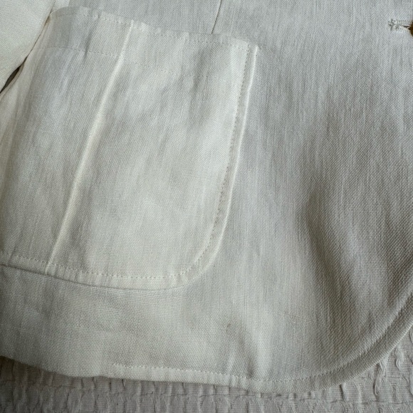 Vintage 90s Ralph Lauren Blue Label 100% White Linen Made in Italy Blazer Jacket - Picture 12 of 16